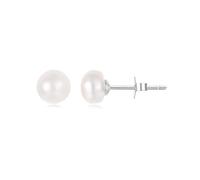 ZUOHUI Boucles d'oreilles à tige en argent sterling S925 avec perles d'eau douce - Hypoallergéniques, design minimaliste for un usage quotidien et les occasions spéciales, cadeau élégant for femme(Sil