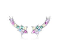 ZUOHUI Boucles d'oreilles à tige en argent sterling S925, motif étoile filante colorée, for femme, design géométrique, porte-bonheur, for le quotidien, les déplacements et les fêtes.