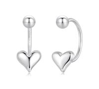 ZUOHUI Boucles d'oreilles à tige réversibles en argent sterling S925 en forme de cœur - Design minimaliste et réversible, hypoallergéniques, idéales au quotidien et for les fêtes, boucles d'oreilles t