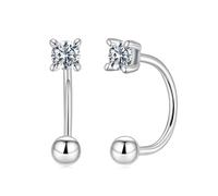 ZUOHUI Boucles d'oreilles à vis en argent sterling S925 à 4 griffes en moissanite for femme, clous hypoallergéniques dormables for oreilles sensibles, cadeaux de voyage de mariage quotidiens(L)