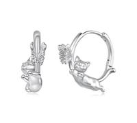 ZUOHUI Boucles d'Oreilles Anneau Chat Papillon Tige 925 Argent Charnière