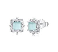 ZUOHUI Boucles d'oreilles clous « Ice Cube » vert menthe en argent sterling S925 pour femme - Boucles d'oreilles minimalistes et hypoallergéniques, idéales pour l'été et les oreilles sensibles