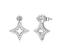 ZUOHUI Boucles d'oreilles convertibles en argent sterling S925 avec moissanite en forme d'étoile pour femme, hypoallergéniques, 2-en-1 : clous à pression amovibles et boucles d'oreilles pendantes