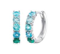 ZUOHUI Boucles d'oreilles créoles dégradées vertes en argent sterling S925 for femmes, clous minimalistes hypoallergéniques, cadeau d'anniversaire et accessoire de voyage de mariage au bureau