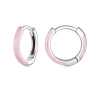 ZUOHUI Boucles d'oreilles créoles en argent sterling S925 et émail coloré for femme, clous géométriques minimalistes for l'été, au quotidien et au bureau, hypoallergéniques(Rose)
