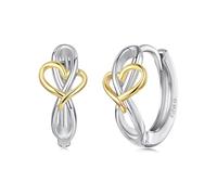 ZUOHUI Boucles d'oreilles créoles en argent sterling S925, motif cœur « amour infini », hypoallergéniques, sans nickel, livrées dans un écrin recyclable.