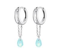 ZUOHUI Boucles d'oreilles créoles légères en argent sterling S925 avec pampilles en cristal et double goutte, idéales for le quotidien et les fêtes. Coffret cadeau inclus.