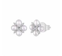 ZUOHUI Boucles d'oreilles en argent sterling 925 pour femme, motif trèfle à quatre feuilles, perles d'eau douce et moissanite, hypoallergéniques, idéales pour les oreilles sensibles.