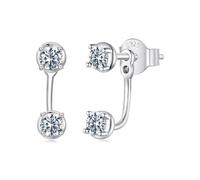 ZUOHUI Boucles d'oreilles en argent sterling S925 avec moissanite - Convertibles avant/arrière, hypoallergéniques, clous et créoles, pierre scintillante de 0,1 ct, for un usage quotidien ou de soirée