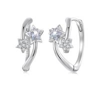 ZUOHUI Boucles d'oreilles étoile en argent sterling 925 avec zircon cubique hypoallergéniques for femme | Design météore porte-bonheur | Coffret cadeau | Idéales for le bureau, un mariage ou un voyage