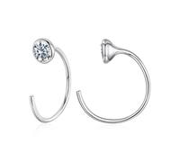 ZUOHUI Boucles d'oreilles géométriques en argent sterling 925 et moissanite couleur D for femme - Petites créoles dormeuses | Accessoires de mode for le quotidien