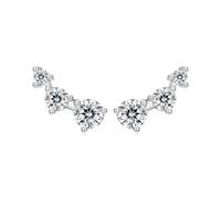 ZUOHUI Boucles d'oreilles grimpantes en argent sterling S925 et oxyde de zirconium - Design minimaliste à 3 griffes, hypoallergéniques for oreilles sensibles, idéales for un usage quotidien ou en soir