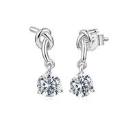 ZUOHUI Boucles d'oreilles puces en argent sterling S925 avec moissanite en forme de nœud, 0,5 ct, symbole d'amour éternel, hypoallergéniques, parfaites for le bureau, un mariage ou un voyage.