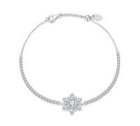 ZUOHUI Bracelet Flocon de Neige Réglable en Argent Sterling S925 for Femme, Bracelet Fleur de Glace d'hiver Incrusté de Zircon, Cadeau de Bijoux Brillants Romantiques for Elle