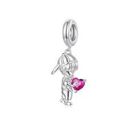ZUOHUI Breloque à faire soi-même en argent sterling S925 - Pendentif cœur garçon et fille for cadeaux de fête des mères, bracelet/collier for femme, compatible avec Pandora et Troll(BSC1251)