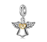 ZUOHUI Breloque ange minimaliste en argent sterling 925 for femme, avec accents en or 14 carats, à réaliser soi-même - Accessoire de création de bijoux for bracelets et colliers | Cadeau idéal for les