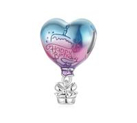 ZUOHUI Breloque ballon en argent sterling S925 en forme de cœur, gâteau d'anniversaire, perle à faire soi-même for femme, compatible avec les bracelets Troll Chamilia