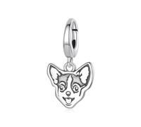 ZUOHUI Breloque Border Collie en argent sterling S925 for bracelet Pandora, création de bijoux animaux, cadeau à faire soi-même for femme, sœur, maman, anniversaire(Chihuahua SCC3215)