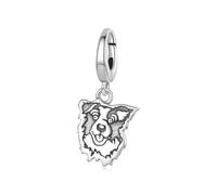 ZUOHUI Breloque Border Collie en argent sterling S925 for bracelet Pandora, création de bijoux animaux, cadeau à faire soi-même for femme, sœur, maman, anniversaire(Border Collie SCC3214)