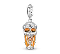 ZUOHUI Breloque bougie tête de mort en argent sterling 925 for femme - Accessoire de création de bijoux gothiques for bracelets et colliers | Cadeau unique for Halloween, les anniversaires et autres s