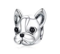 ZUOHUI Breloque bouledogue français en cuivre plaqué platine - Accessoire de fabrication de bijoux for femme, cadeau for elle for un anniversaire, Noël, compatible avec les bracelets Pandora