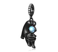 ZUOHUI Breloque chat noir en argent sterling 925 avec pierre de lune et plaqué or noir for femme - Accessoire de création de bijoux gothiques for bracelets et colliers | Cadeau idéal for les anniversa