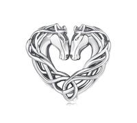 ZUOHUI Breloque chevaux jumeaux celtiques S925 | Argent sterling oxydé | Compatible avec les bracelets Pandora | Cadeau spirituel for femme, sœur (1,0 cm)