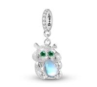 ZUOHUI Breloque cochon d'Inde en argent sterling 925 avec pierre de lune for femme - Accessoire de création de bijoux animaliers for bracelets et colliers | Cadeau unique for les anniversaires, la fêt