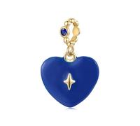 ZUOHUI Breloque cœur en argent sterling 925 avec motif étoile - Perle à personnaliser pour la création de bracelets, accessoire de bijouterie pour femme pour un anniversaire(SCC3281-BU)