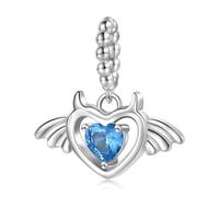 ZUOHUI Breloque cœur en argent sterling 925 avec zircone bleue - Accessoire gothique DIY for bracelets et colliers | Cadeaux uniques for femme, sœur, petite amie (anniversaire, Saint-Valentin)