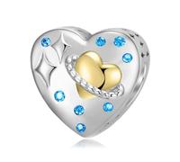 ZUOHUI Breloque cœur en argent sterling 925 plaqué or 14 carats et oxyde de zirconium - Accessoires de création de bijoux DIY | Cadeaux élégants for femme, sœur, petite amie (anniversaire, Saint-Valen