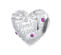 ZUOHUI Breloque cœur en argent sterling S925 for la création de bijoux et bracelets Pandora - Cadeau de Thanksgiving for femme, épouse, sœur (1,1 cm)