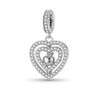 ZUOHUI Breloque cœur pomme en argent sterling 925 avec diamant - Perle for la création de bijoux, cadeau for femme, épouse, mère - Compatible avec les bracelets Pandora