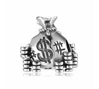 ZUOHUI Breloque de poche en argent Sterling oxydé S925 for femmes, for Bracelets Pandora, fabrication de bijoux à faire soi-même, perle scintillante Hip Hop