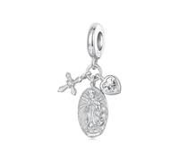 ZUOHUI Breloque en argent sterling 925 représentant la Vierge Marie et un crucifix, pour la création de bijoux, trou de 4,5 mm pour bracelet, cadeau pour femme.