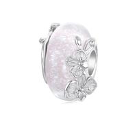 ZUOHUI Breloque en argent sterling S925 avec orchidée rose en verre for la fabrication de bijoux, cadeau for elle - Compatible avec les bracelets Pandora, Troll et européens.