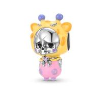 ZUOHUI Breloque en argent sterling S925 en forme de tête de mort de girafe - Résine goutte à goutte, création de bijoux DIY, cadeau for femmes, mères et sœurs (17,2 mm x 12,3 mm, 3,1 g)