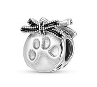 ZUOHUI Breloque en argent sterling S925 for femme, motif patte de chien et papillon, compatible avec les bracelets et colliers Pandora, Biagi, Troll et Chamilia.