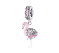 ZUOHUI Breloque en argent sterling S925, motif flamant rose, dinosaure, caneton, compatible avec les bracelets Pandora, Biagi, Troll et Chamilia. Cadeau idéal for porte-clés, colliers et bracelets.(PD