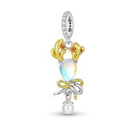 ZUOHUI Breloque en forme de bois de cerf for femme en argent sterling 925 avec pierre de lune et plaqué or 14 carats - Accessoire élégant for bracelets et colliers | Cadeau idéal for les anniversaires