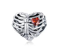 ZUOHUI Breloque en forme de cage thoracique en cuivre plaqué platine, perle en forme de cœur, for bracelet, collier, porte-clés, accessoire de bijoux gothique for femmes