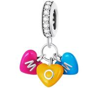 ZUOHUI Breloque en forme de cœur en cuivre plaqué platine avec gravure MOM for bijoux DIY, cadeau de fête des mères for maman, épouse, fille, compatible avec les bracelets Pandora