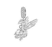 ZUOHUI Breloque en forme d'oiseau phénix en argent ajouré for bracelet Pandora.