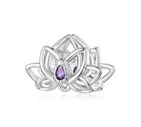 ZUOHUI Breloque exquise en perles de lotus 3D - Platine plaqué cuivre for bracelets, colliers, porte-clés - Cadeau for femme (1,1 x 1,5 cm)