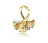 ZUOHUI Breloque feuille de ginkgo en argent sterling 925 plaqué or 14 carats for femme - Accessoire de création de bijoux d'automne for bracelets et colliers | Cadeau unique for la fête des Mères, les