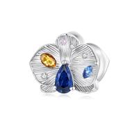 ZUOHUI Breloque fleur d'orchidée en argent sterling S925 for la fabrication de bijoux à faire soi-même - Cadeau for femme, compatible avec les bracelets Pandora Troll Biagi Chamilia (1 x 1,2 cm)