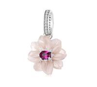 ZUOHUI Breloque Fleur éternelle rose en argent sterling 925 avec incrustation de pierres précieuses - Perle romantique à faire soi-même for bracelets | Cadeaux for femme, sœur, petite amie (Saint-Vale