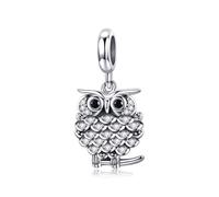 ZUOHUI Breloque hibou mignon for bracelets Pandora - perle en cuivre plaqué platine, trou de 4,5 mm, breloque de bijoux DIY de 2,2 cm for femme