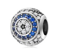 ZUOHUI Breloque œil maléfique en argent sterling S925 avec zircone bleue | Compatible avec les bracelets Pandora | Bijoux DIY et cadeau de protection for femme et sœur (1,0 cm)(PC0222)
