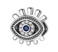 ZUOHUI Breloque œil maléfique en argent sterling S925 avec zircone bleue | Compatible avec les bracelets Pandora | Bijoux DIY et cadeau de protection for femme et sœur (1,0 cm)(PC0293)